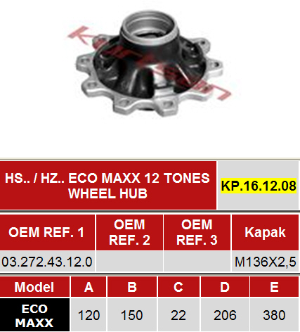 Ступица BPW SN42 ECO PLUS 10-12t 10х22/М136х2,5 бараб. торм. - KURTSAN/KP161208