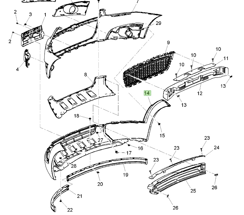 Накладка бампера Chevrolet Captiva C140, нижняя часть - GENERAL MOTORS/22737883