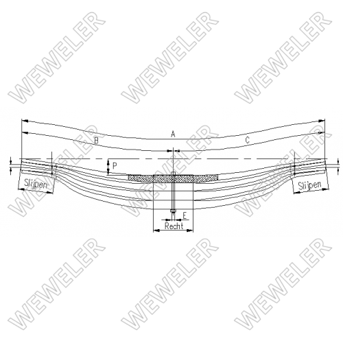 Рессора SCANIA-P/R/T 4-лист. задн. 770+770/2х38+2х45х90 - WEWELER/F010T250ZA70