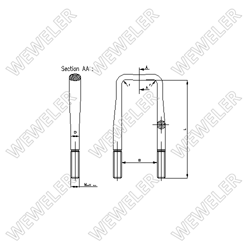 Стремянка М24х82/106 h=460, HDрезьба=160мм VOLVO FL6 задняя - WEWELER/B022M24B585