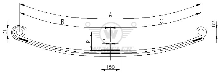 Рессора DAF 2-лист. перед. 900+900/1х28+1х31/80 S24 S24 - WEWELER/F017T745ZA75
