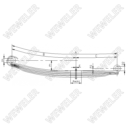 Рессора MB 4-лист. перед. 970x610 1/23+3/24x90 S24 S24 - WEWELER/F020T835ZA75