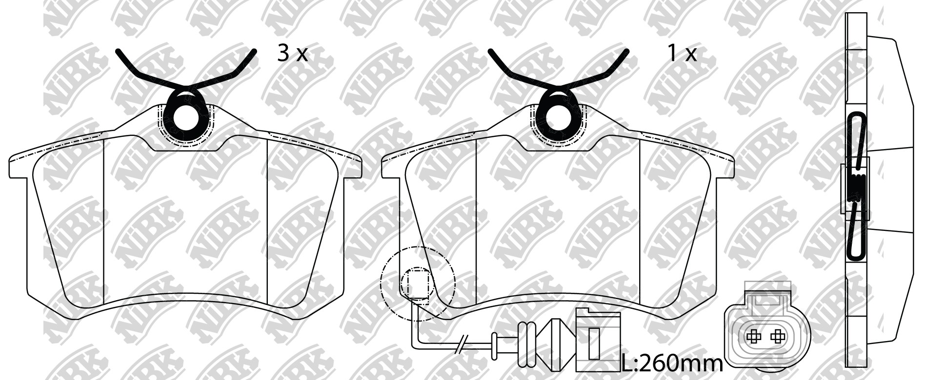 Колодки дисковые AUDI/VW/SEAT/RENAULT/PEUGEOT/CITROEN задн. (с датчиком) - NIBK/PN0019W