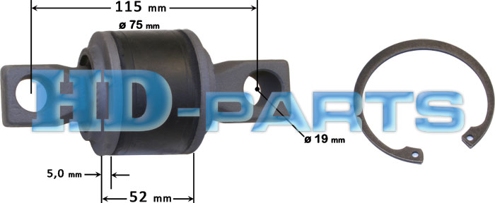 Сайлентблок SCANIA/VOLVO/DAF D=75/d=19/Ax=115mm (не поставляется!) - HD Parts/312234