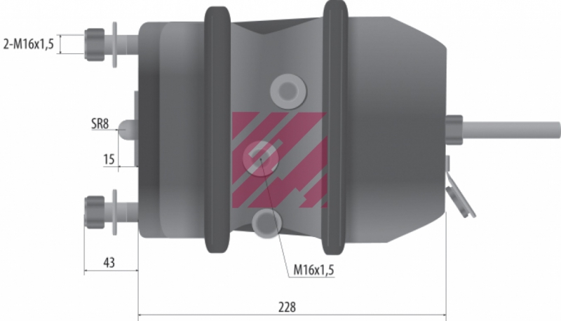 Энергоаккумулятор 16/24 SAF/BPW дисковый тормоз - MARSHALL/M2801624