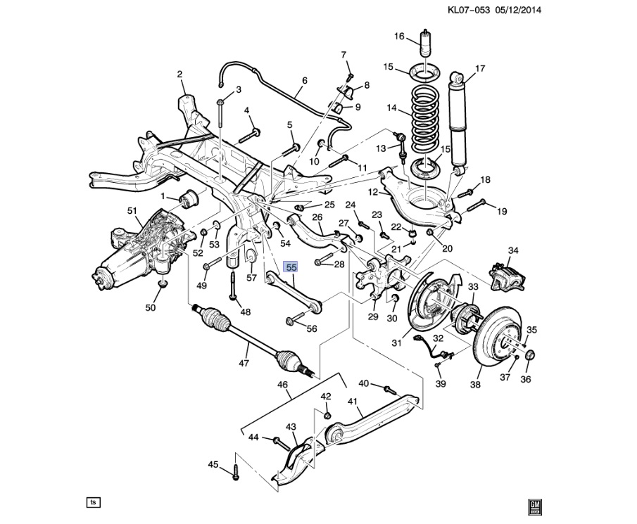 Рычаг Chevrolet Captiva задний поперечный нижний правый/левый - GENERAL MOTORS/96626425