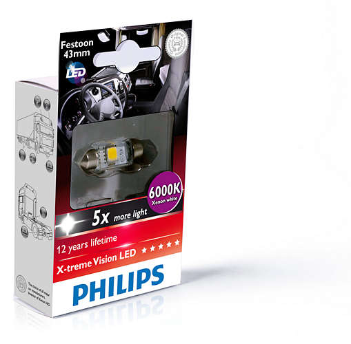 Лампа LED 24V 1W SV8,5 Fest 10.5x43, X-treme Ultinon - PHILIPS/249466000KX1