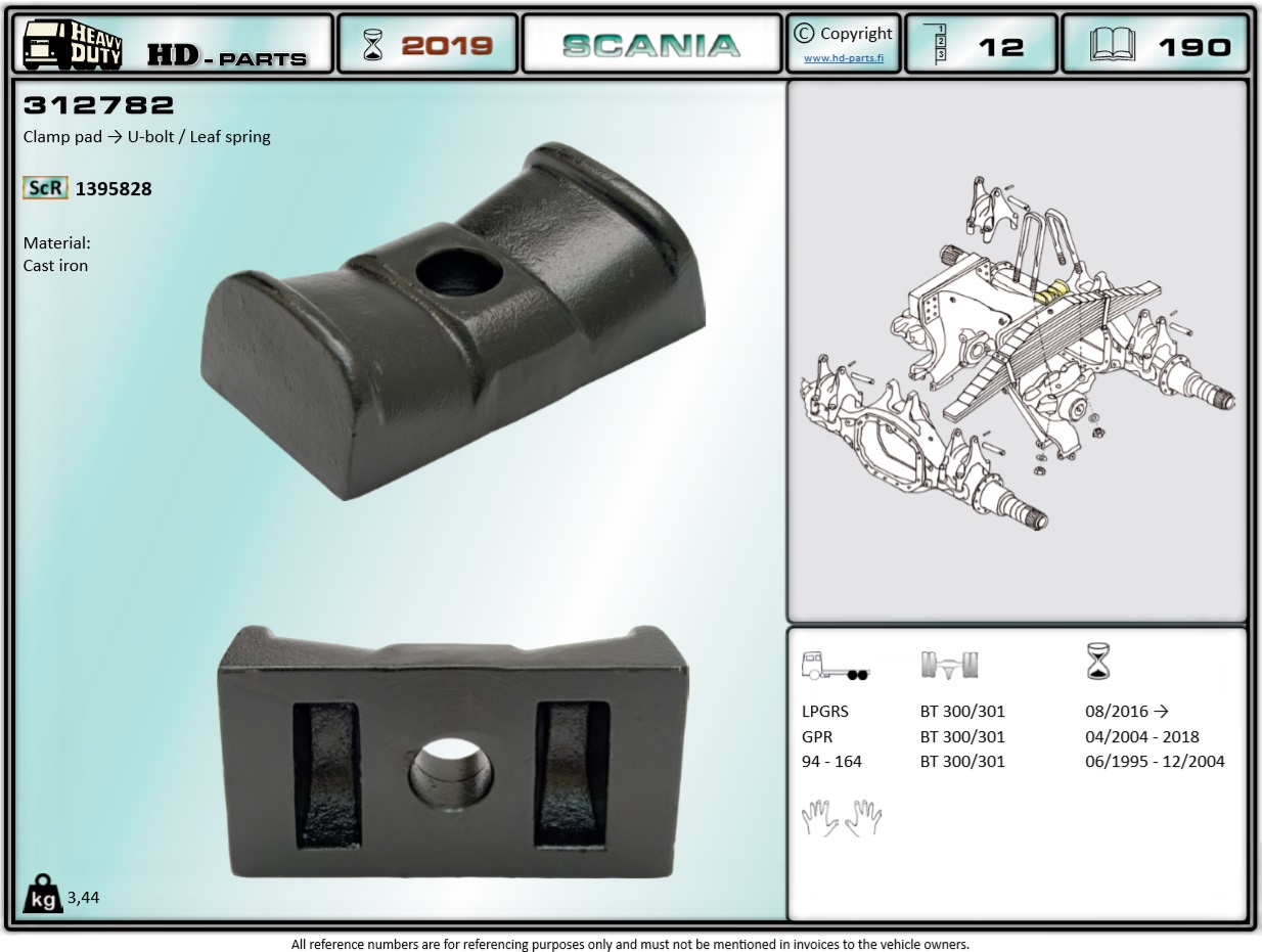 Кронштейн рессоры SCANIA-4/G/P/R (площадка под стемянки) - HD Parts/312782