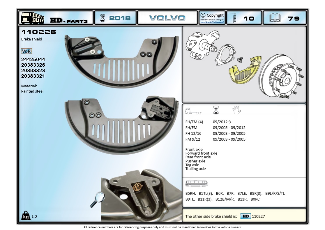 Пыльник VOLVO FH/FM дисковый тормоз, левый - HD Parts/110226