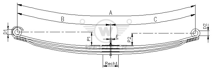 Рессора VOLVO 3-лист. перед. 990х900/2х30+1+26/100 S20 S20 (с/блоки) - WEWELER/F022T447ZA75
