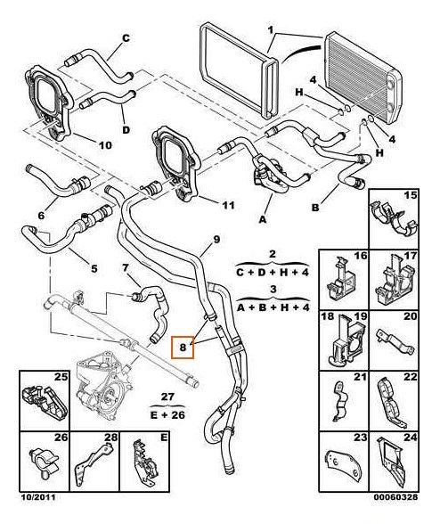 Комплект патрубков отопителя Citroen Jumper 06>Peugeot Boxer 06> - FIAT/1357245080