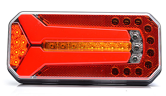 Фонарь задний 4-секционный универсальный, LED, 12-24V, левый/правый (динамич.сигнал поворота) - WAS/1125DDL/PW150DD