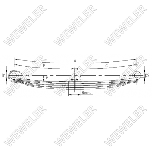 Рессора MB 4-лист. перед. 780x800 1/23+3/24x90 S24 S24 - WEWELER/F020T833ZA75