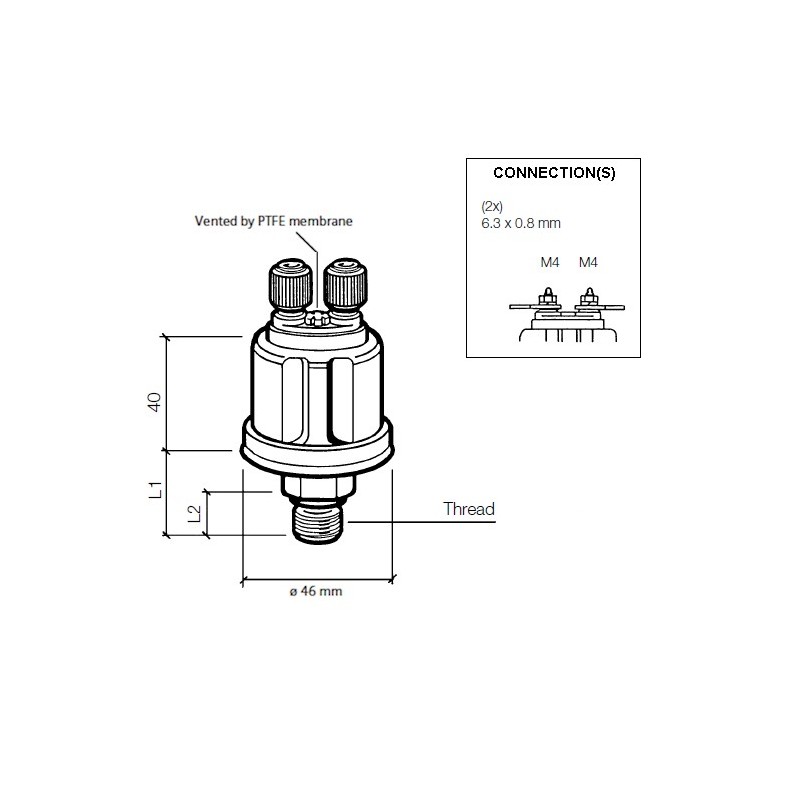 Датчик давления масла 0-5 bar/6-24V/5 - 90 Ohm/резьба - 1/8 - 27 NPTF, Oil - Fuel - Air - VDO/362081001001K