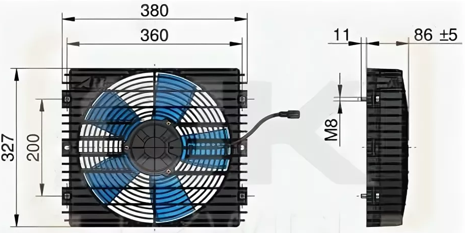 Электровентилятор маслоохладителя KESLA 2009ST (150-200л) в сборе - KESLA/ILLELE0295A6