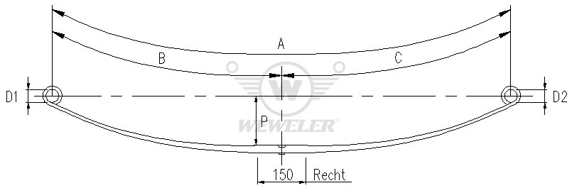 Рессора Iveco/Fiat Ducato 1-лист. задн. 715+715/1х17/80 S16 S16 - WEWELER/F011T362ZA75