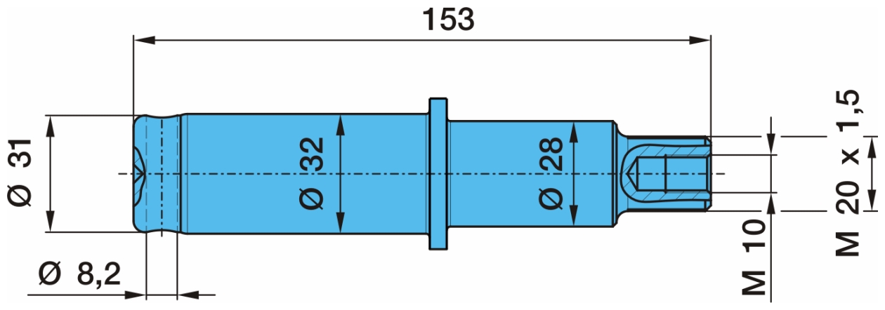 Палец тормозной колодки BPW SN3020 D=28/32x153x М20x1,5 - PE/04604100A