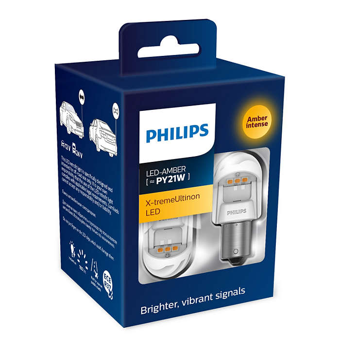 Лампа LED 12-24V PY21W BAU15s AMB (оранжевый)+SmartCanbus, X-tremeUltinon LED gen2 (комплект 2шт.) - PHILIPS/11498XUAXM