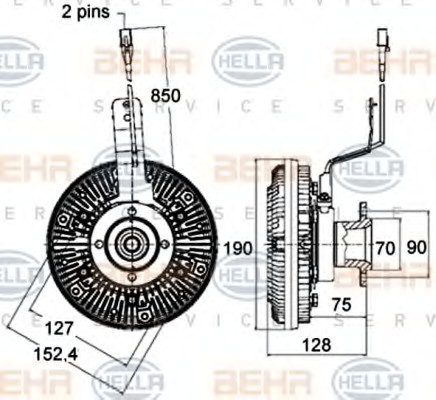 Вискомуфта вентилятора MAN D=190 - HELLA/BEHR/8MV376758-471