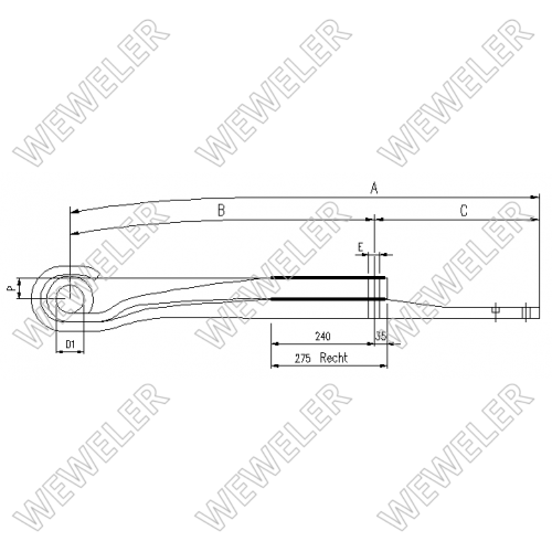 Полурессора SCANIA-4 2-лист. зад. пр. 710х400/1х47+1х44х100 - WEWELER/F010T232ZR75