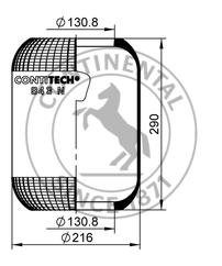 Пневморессора 943N IVECO 290x215 d=130.8 (чулок) доп. моста - SAMPA/SP55943