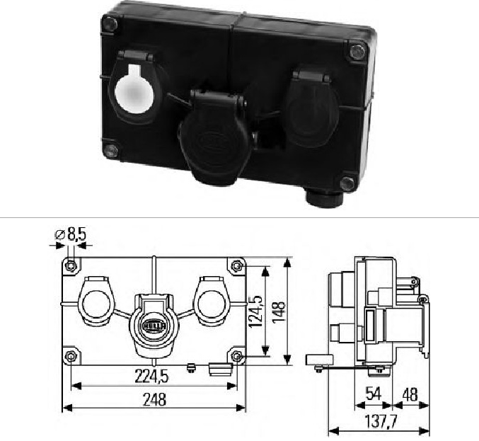 Коробка электр. распределительная 7pin+15pin+7pin - HELLA/BEHR/8JE340165-001