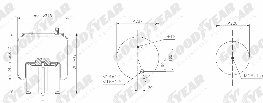 Пневморессора 4912NP10 VOLVO/RVI метал. стакан - GOODYEAR/SPRINGRIDE/1R13-753