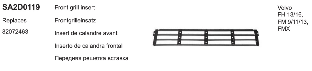 Решетка передней панели VOLVO FH/FM (2005-2012г) металл - SIEGEL Automotive/SA2D0119