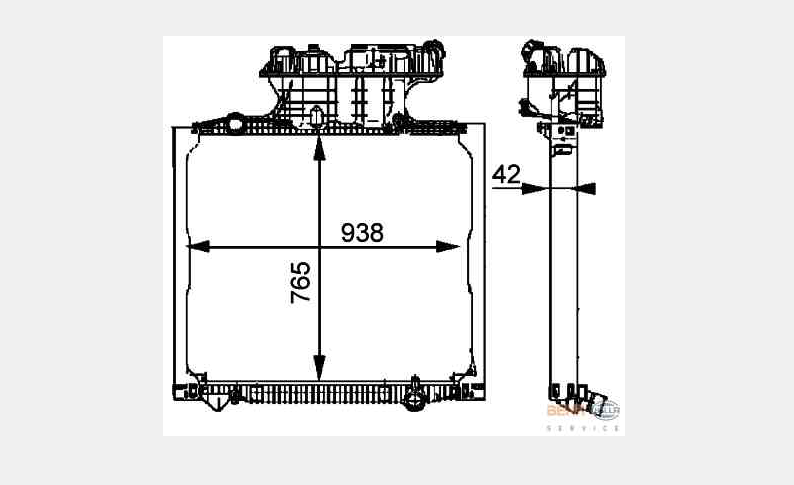 Радиатор MAN TGS 938х765х42мм - HELLA/BEHR/8MK376721-711