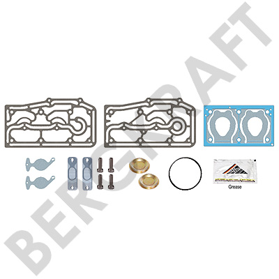 Р/к компрессора WABCO 9125180000 DAF (прокладки паранит+клапана+заглушки) - BERG KRAFT/BK8501910