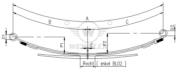 Рессора Ford Transit 3-лист. задн. 675+695/2х11+1х23/60 S18 S16 - WEWELER/F037T218ZA75