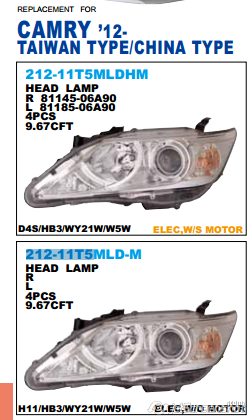 Фара TOYOTA CAMRY (V50) '12-> правая (H11/HB3) - DEPO/212-11T5RMLD-M
