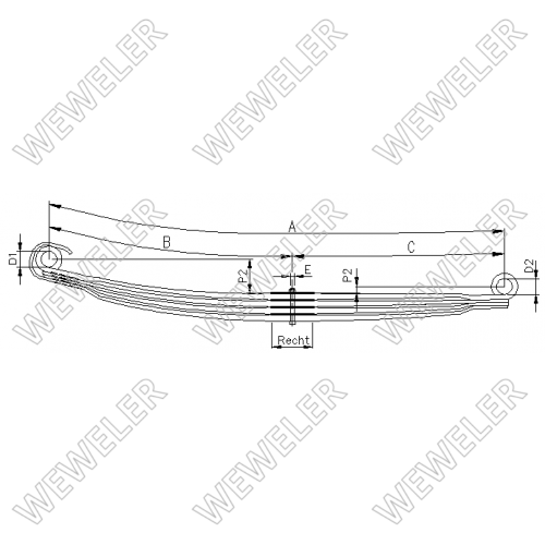 Лист рессоры MB 4-лист. подкор.перед. 970x830/4х26х90 S24 S24 - WEWELER/F020T809ZA01