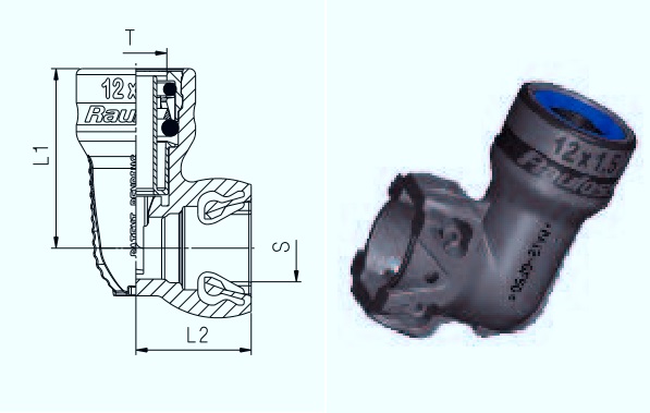Фитинг Г-образный 6х1,0/S=Regular/L1=33/L2=21, ABC Integral Push-in - RAUFOSS/90306005
