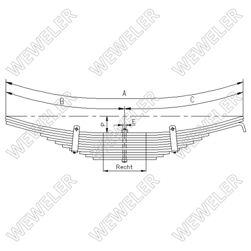 Рессора BPW/JYKI 11-лист. 595х595/11x12/ L=100 - WEWELER/A179Z149ZA70