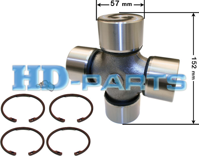 Крестовина 57х152,5 VOLVO/DAF/MAN со стопорными кольцами - HD Parts/106062