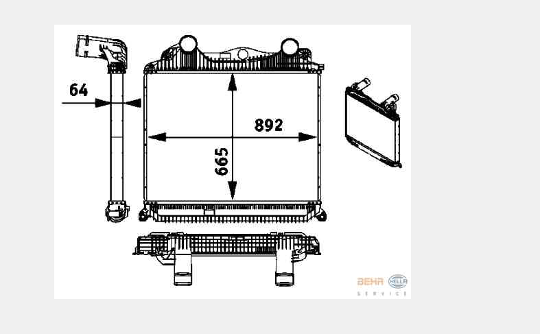 Интеркулер MAN TGA/TGS/TGX 665x892x64 мм - HELLA/BEHR/8ML376724-381
