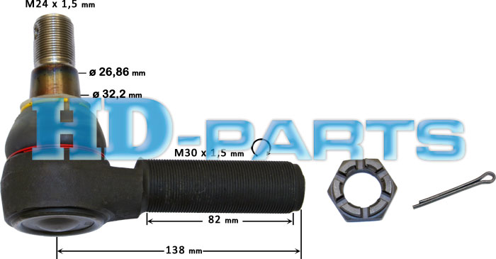 Наконечник рулевой VOLVO правый RHT М30х1,5 L=135мм - HD Parts/107031