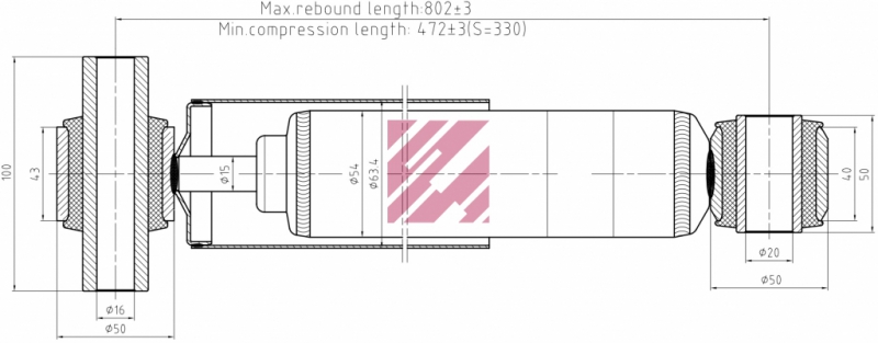 Амортизатор SCANIA-4/P/R/G 453-742 O/O задний - MARSHALL/M6000532