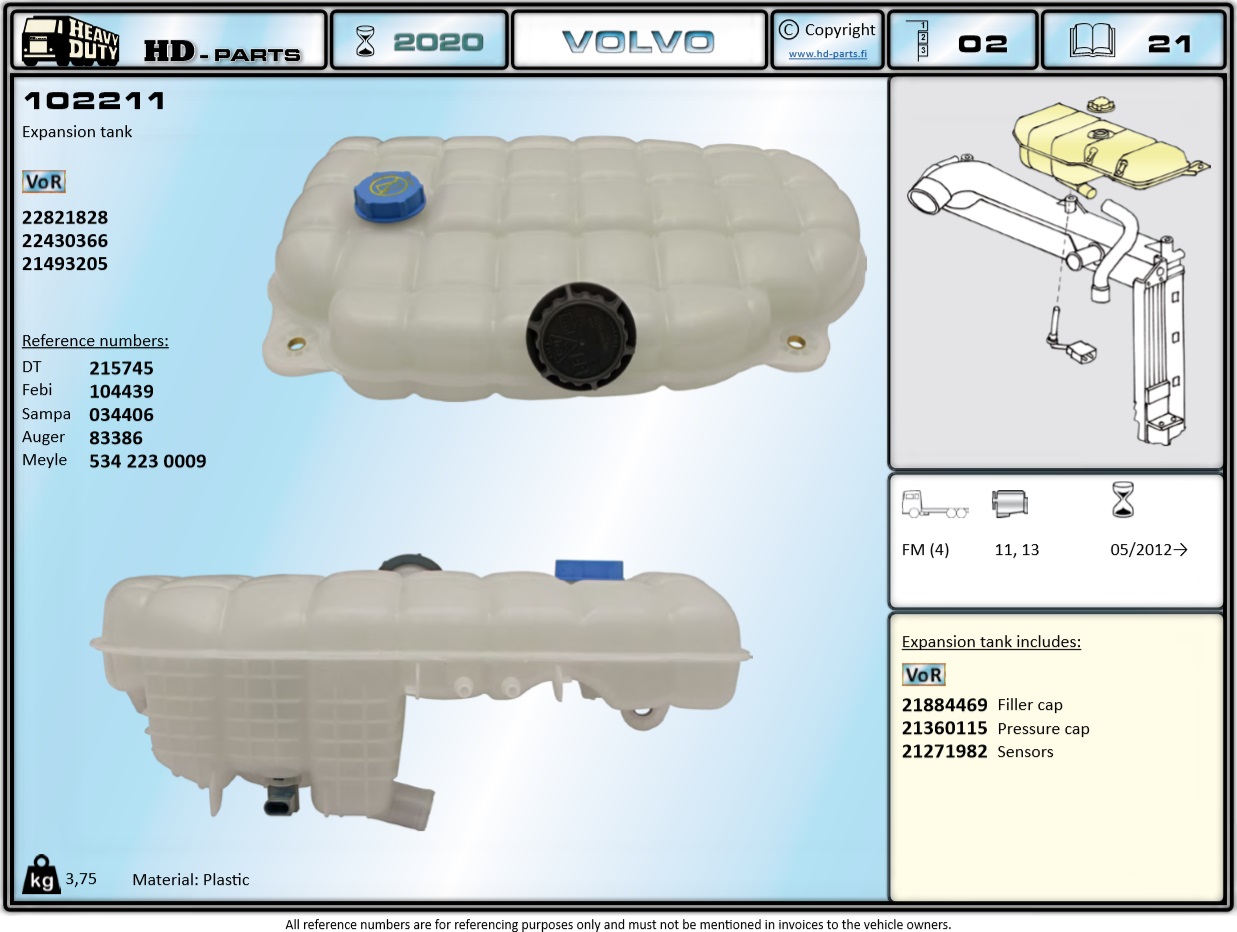 Бачок расширительный VOLVO FM/FMX4 - HD Parts/102211
