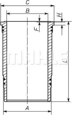 Гильза MAN D2866LF03 d=128 H+F=10.07+1,0мм - MAHLE/227WN3701