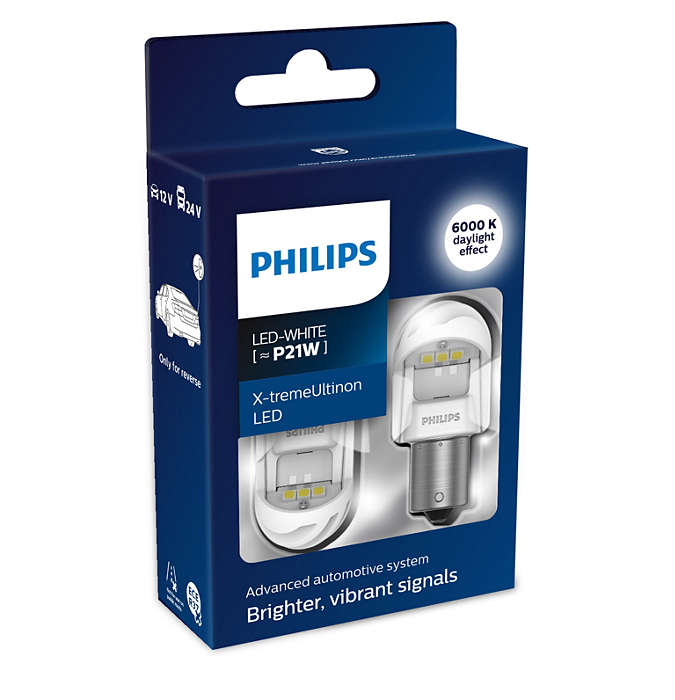 Лампа LED 12-24V P21W BA15s WHITE (белый), X-tremeUltinon LED gen2 (комплект 2шт.) - PHILIPS/11498XUWX2