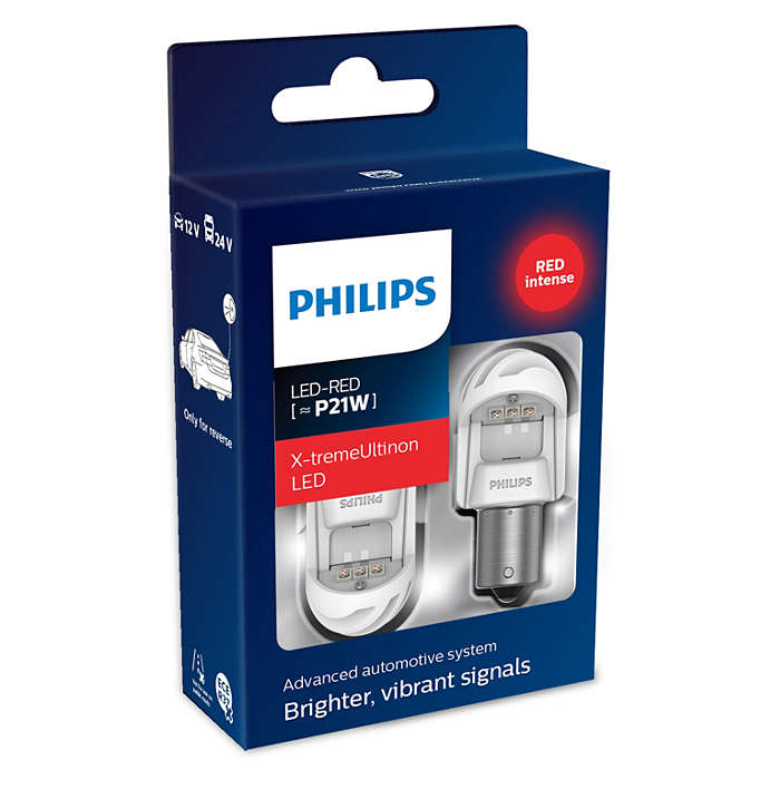 Лампа LED 12-24V P21W BA15s RED (красный), X-tremeUltinon LED gen2 (комплект 2шт.) - PHILIPS/11498XURX2