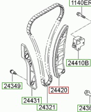 Направляющая цепи ГРМ HYUNDAI/KIA i30/Ceed 1.6i - HYUNDAI/KIA/244202B000