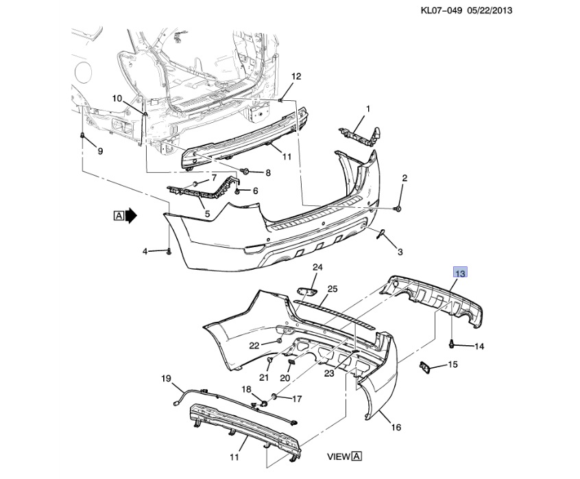 Накладка заднего бампера Chevrolet Captiva С140 - GENERAL MOTORS/96433211